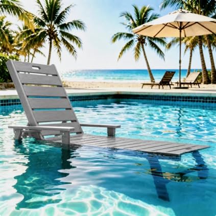 YEFU Lounge Chair Outdoor Set of 2: Outdoor Chaise Lounge with 5-Level Adjustable Backrest, Cup Holders & Wheels, All-Weather Resistance Chaise Lounge for Outside/Patio/Beach/Deck, Black