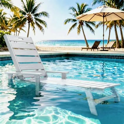 YEFU Lounge Chair Outdoor Set of 2: Outdoor Chaise Lounge with 5-Level Adjustable Backrest, Cup Holders & Wheels, All-Weather Resistance Chaise Lounge for Outside/Patio/Beach/Deck, Black