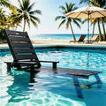YEFU Lounge Chair Outdoor Set of 2: Outdoor Chaise Lounge with 5-Level Adjustable Backrest, Cup Holders & Wheels, All-Weather Resistance Chaise Lounge for Outside/Patio/Beach/Deck, Black