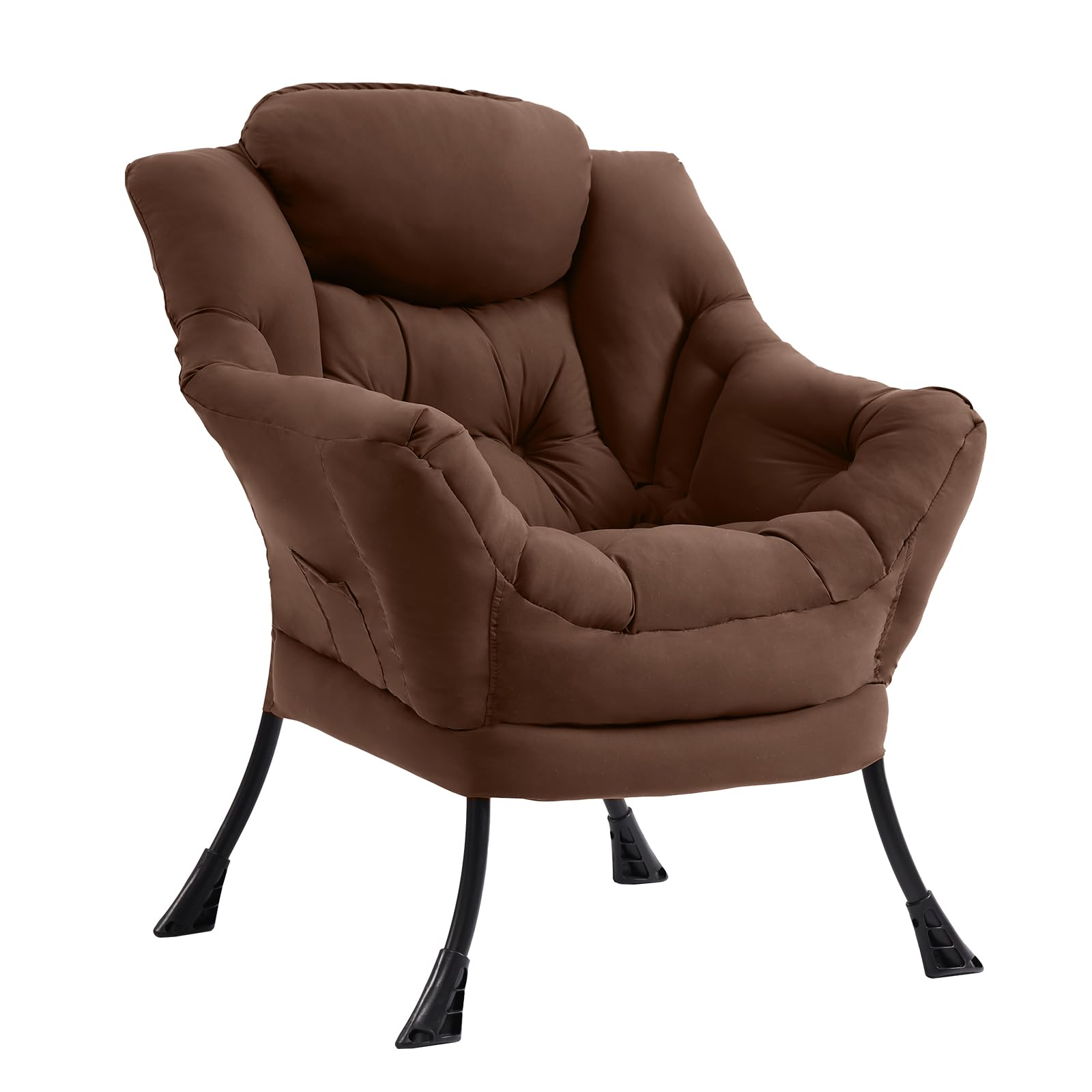 Furlide Lazy Chair with Ottoman, Modern Accent Chair with Armrests and a Side Pocket, Orange Accent Chairs, Reading Chairs, Oversized Armchairs for Bedroom, Study, Living Room, Courtyard