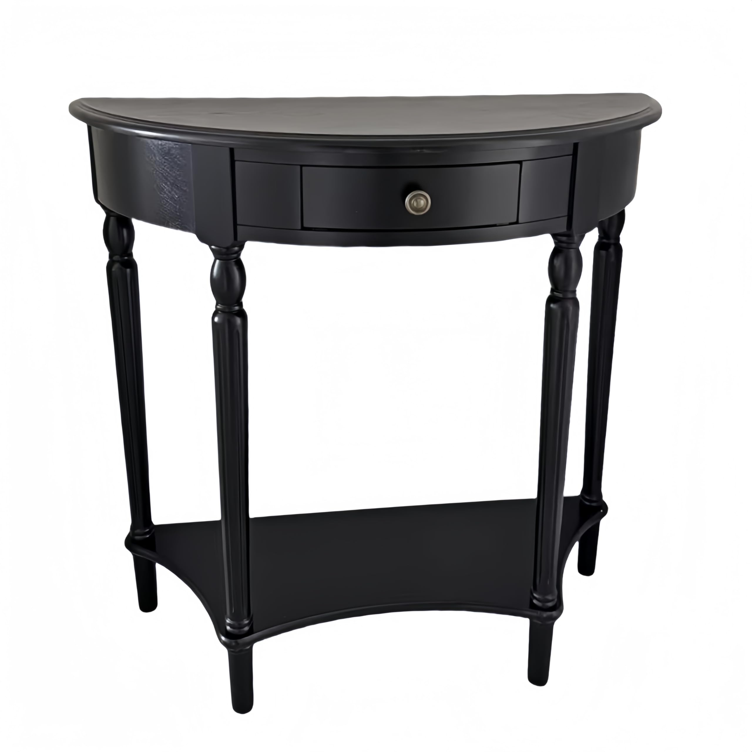 Solid Wood Console Table with Drawer, Semi-Circle Entryway Storage Shelf, Half-Moon Porch Table Side Elegant Vintage Sofa for Living Room (23.6" L x 11.8" W x 31.5" H)