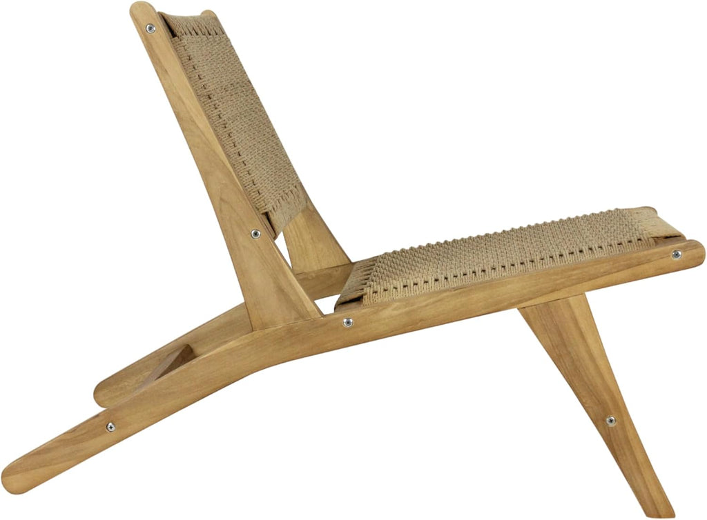 Eyely XLR1000A Nirelle Mid-Century Modern Woven Seagrass Wood Armless Lounge Chair, Natural
