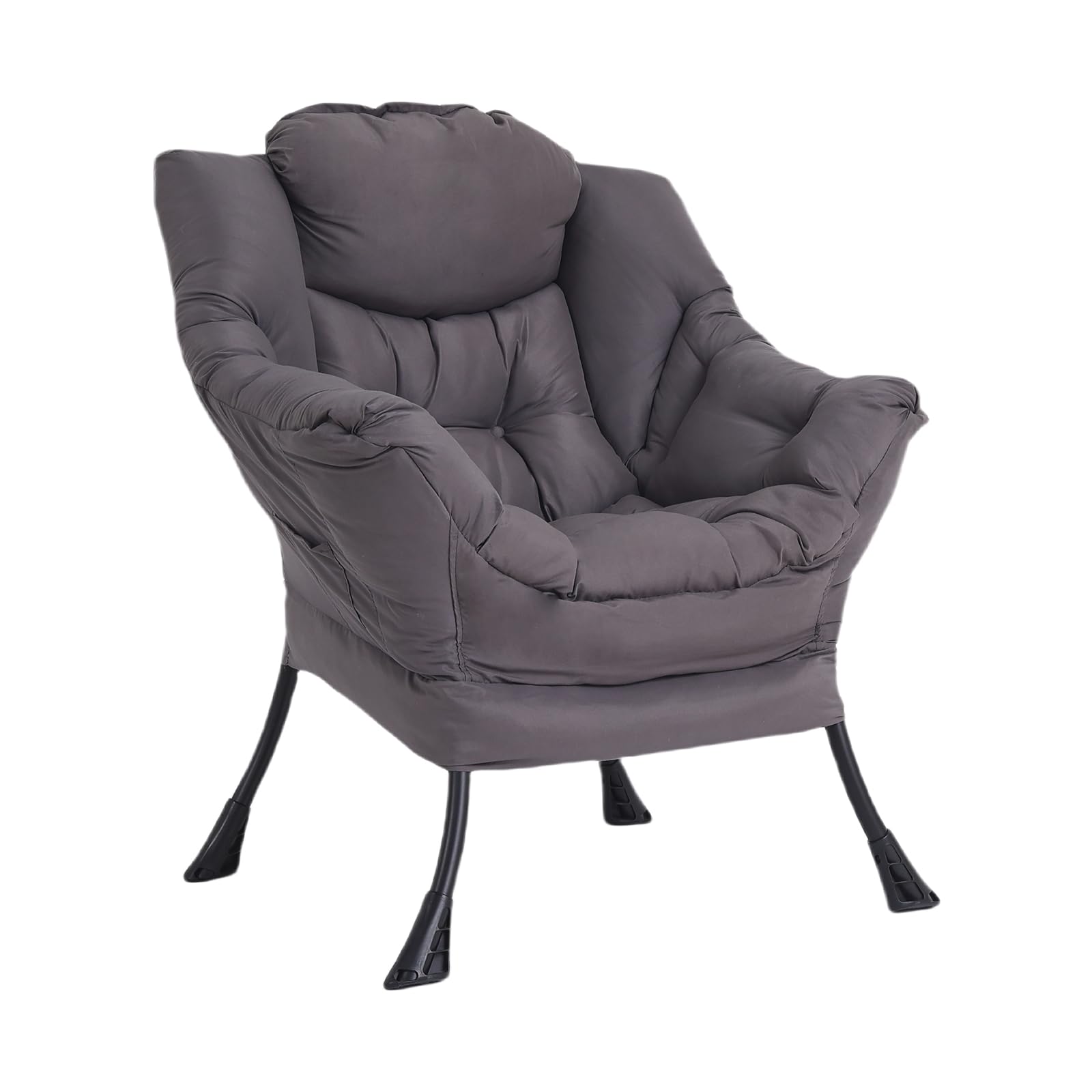 Furlide Lazy Chair with Ottoman, Modern Accent Chair with Armrests and a Side Pocket, Orange Accent Chairs, Reading Chairs, Oversized Armchairs for Bedroom, Study, Living Room, Courtyard