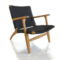 Indonesian Grade A Teak Wood Monterey Club Lounge Chair. Midcentury Modern Comfortable Design Chair Double handweaved Rope. Backyard, Poolside, Balcony Living Room. (TAN)