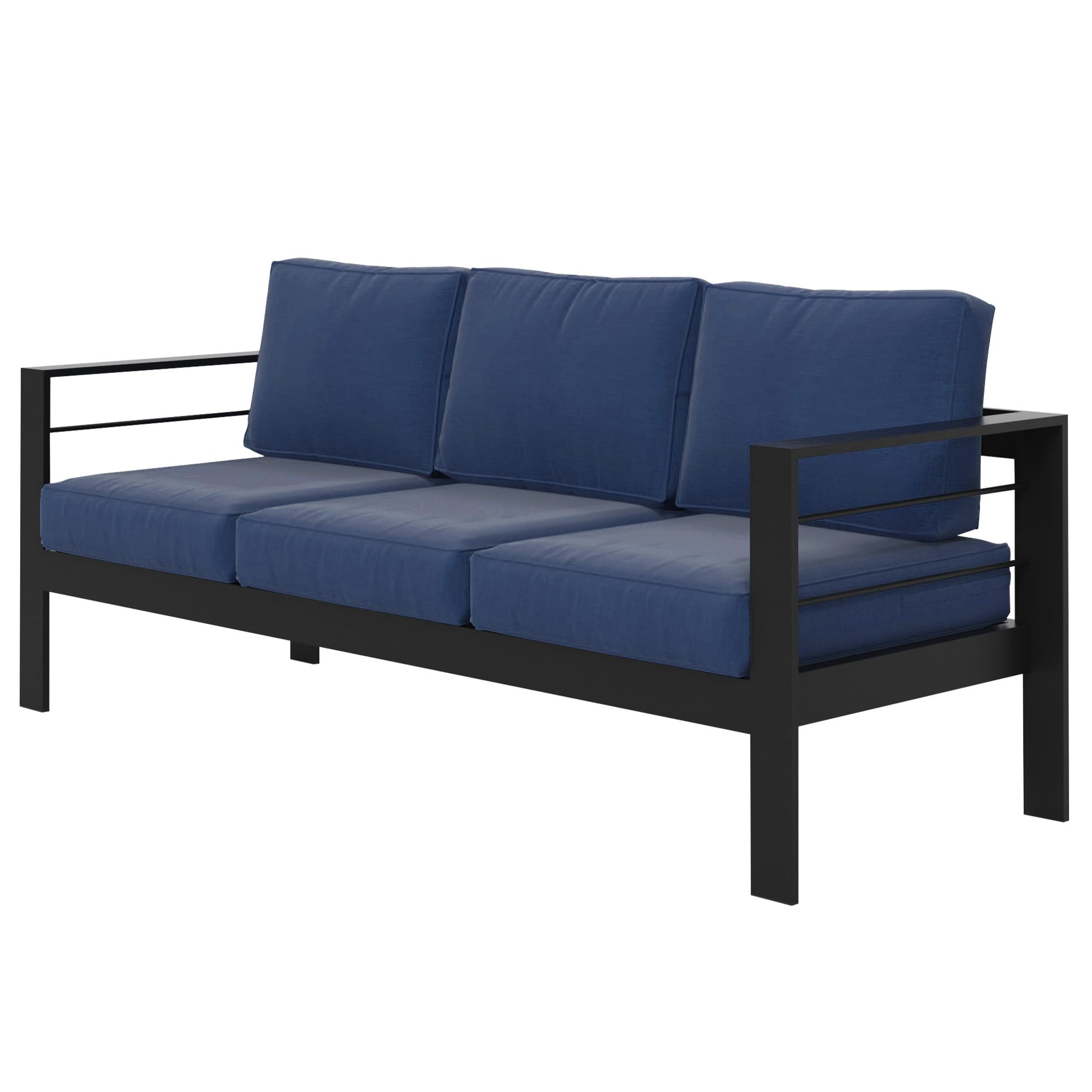Solaste Outdoor Loveseat Aluminum Patio Furniture Sofa, All-Weather Metal Outdoor Couch with Cushions,Light Grey