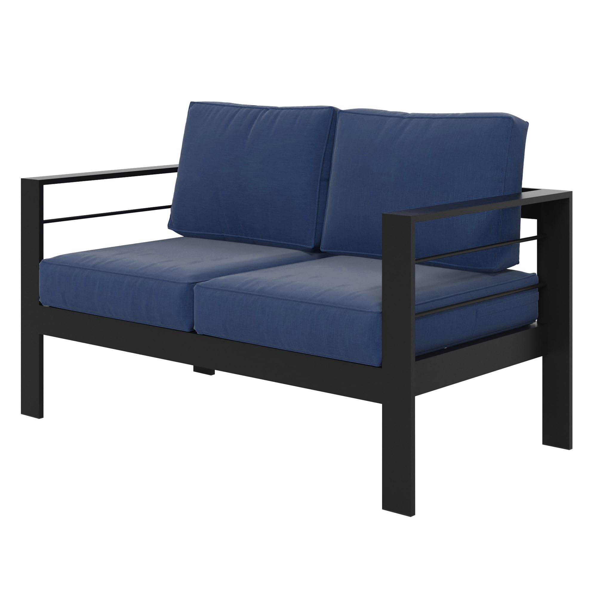 Solaste Outdoor Loveseat Aluminum Patio Furniture Sofa, All-Weather Metal Outdoor Couch with Cushions,Light Grey
