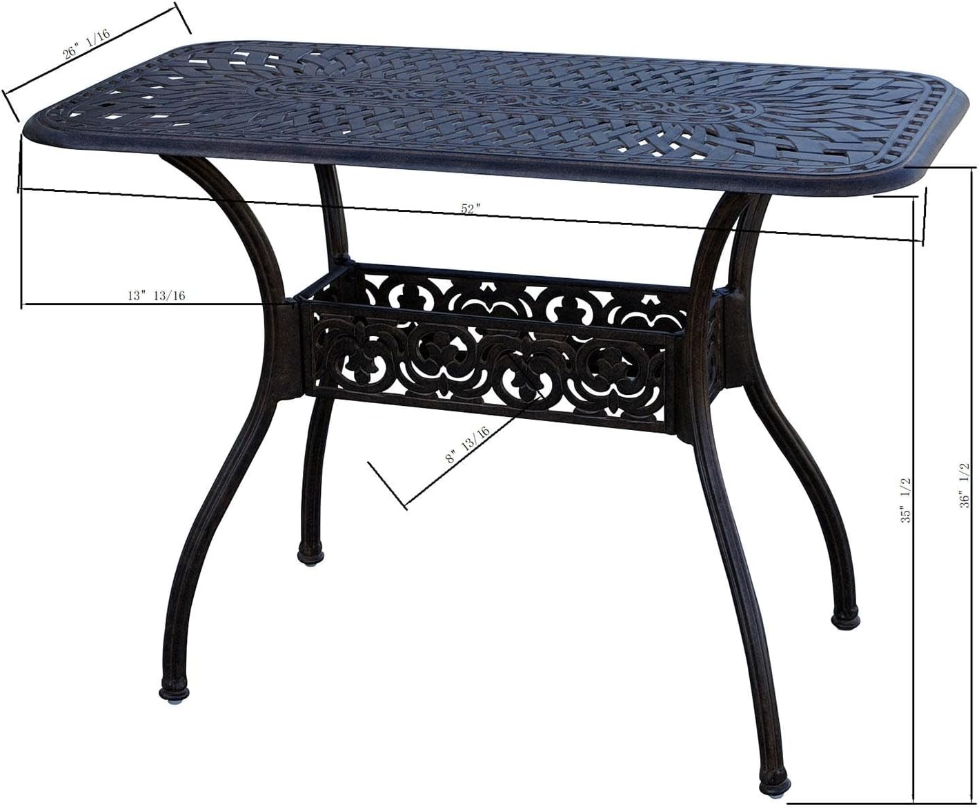 Darlee Series 60 52 X 26 Inch Cast Aluminum Counter Height Patio Serving Table - Antique Bronze