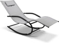Zero Gravity Rocking Chair Lightweight Lounge Chair Recliner with Detachable Pillow Outdoor Chaise Lounge Chair for Patio, Lawn, Pool, Home Furniture, Grey
