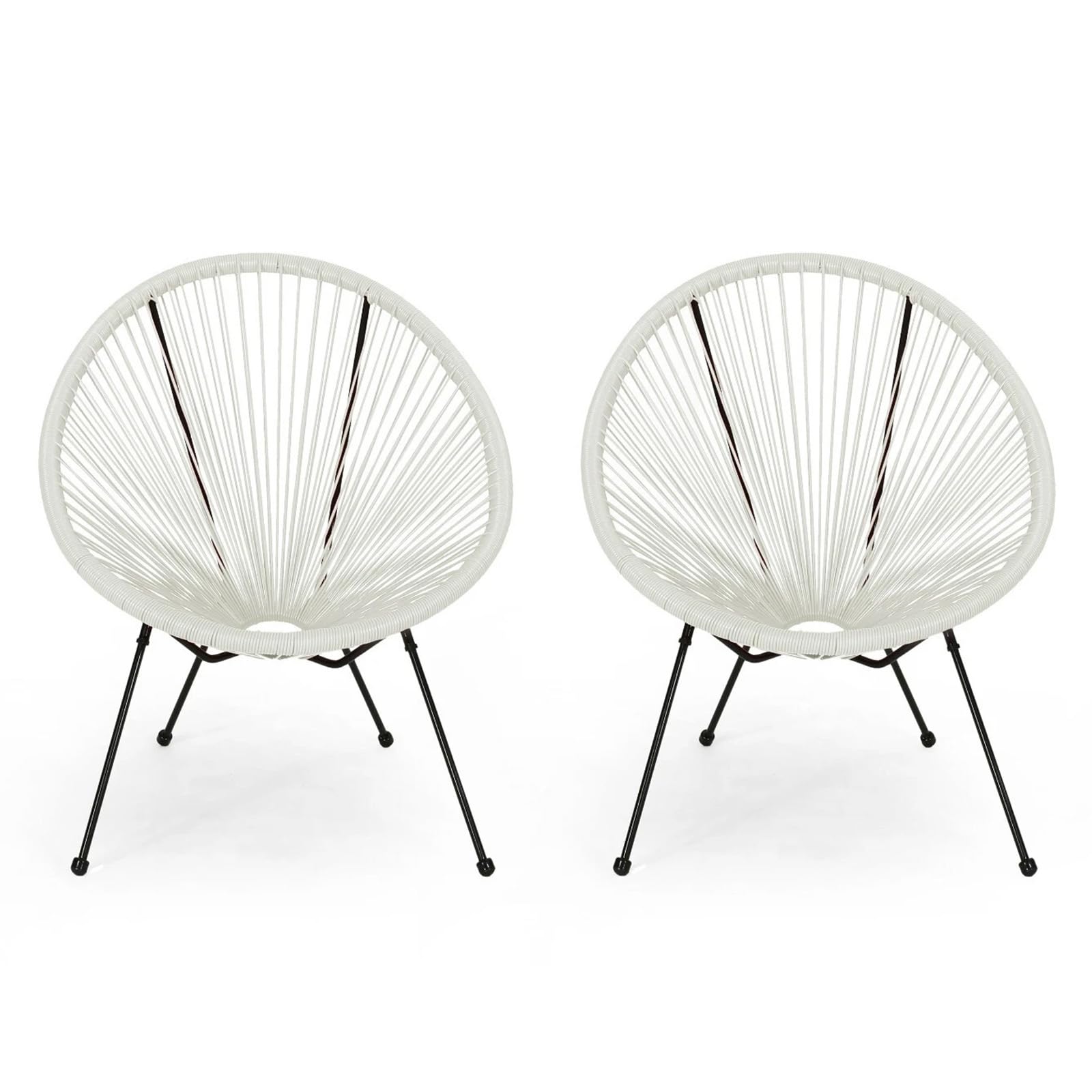 Acapulco Chair of 2, Outdoor Egg Chair with Woven Rattan Steel Frame for Backyard Poolside Balcony Indoor Dining Room (Blue)