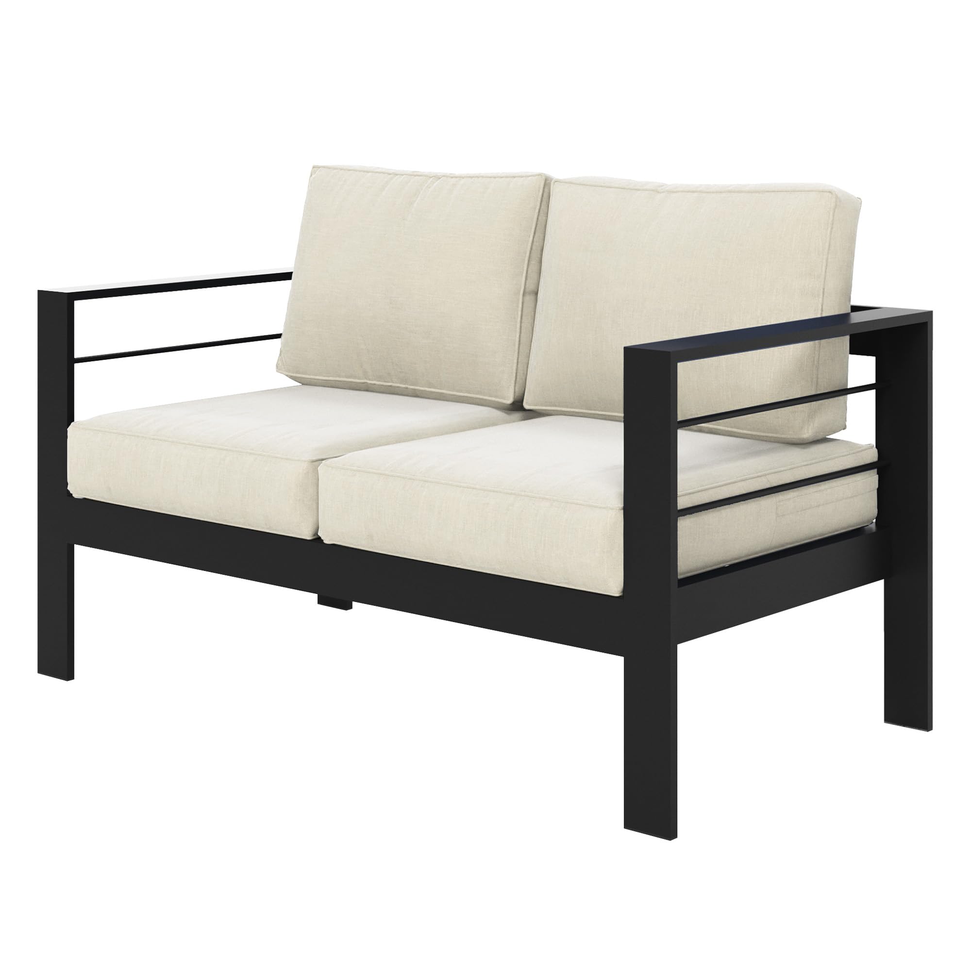 Solaste Outdoor Loveseat Aluminum Patio Furniture Sofa, All-Weather Metal Outdoor Couch with Cushions,Light Grey