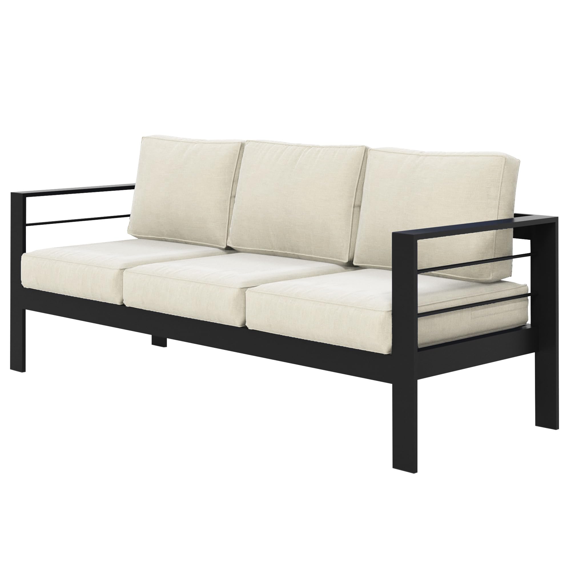 Solaste Outdoor Loveseat Aluminum Patio Furniture Sofa, All-Weather Metal Outdoor Couch with Cushions,Light Grey