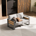 ZANDOR Outside Aluminum Lawn Furniture - 1 Pcs Loveseat, All-Weather Metal Modern Outdoor Loveseat Sofa with Washable Thick Cushion for Garden/Backyard/Porch, Silver