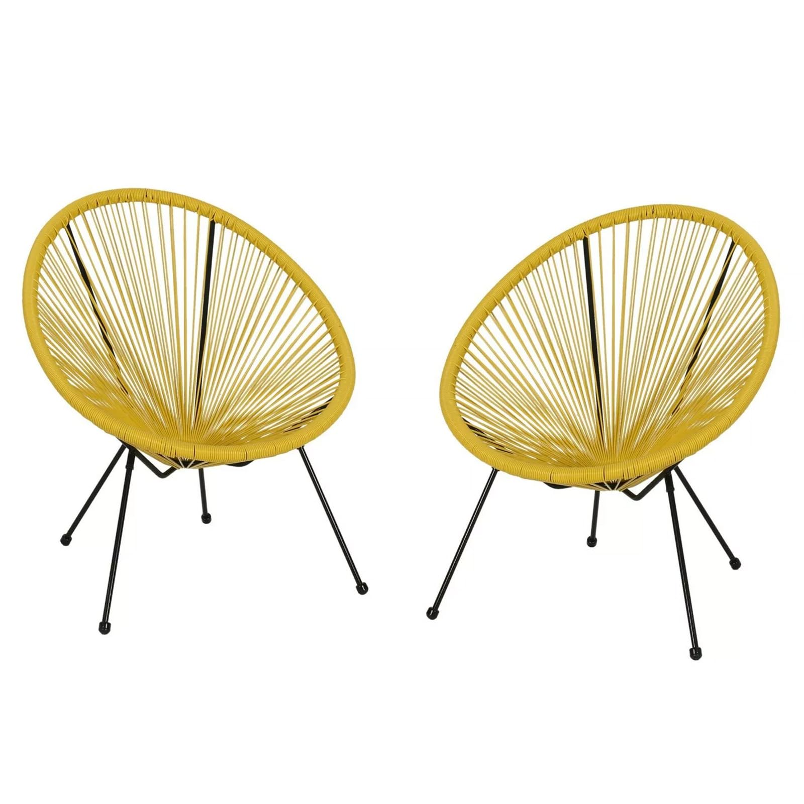 Acapulco Chair of 2, Outdoor Egg Chair with Woven Rattan Steel Frame for Backyard Poolside Balcony Indoor Dining Room (Blue)