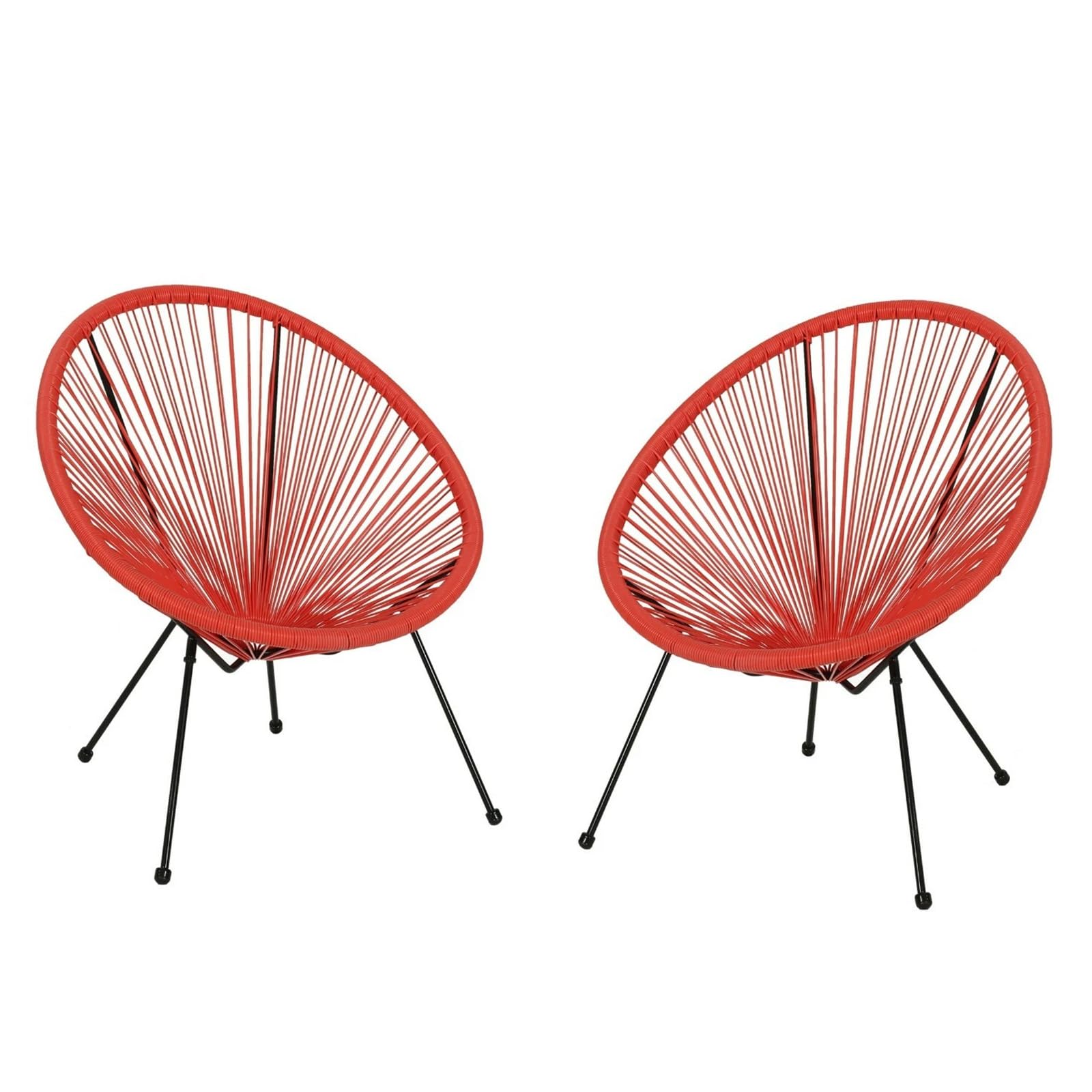 Acapulco Chair of 2, Outdoor Egg Chair with Woven Rattan Steel Frame for Backyard Poolside Balcony Indoor Dining Room (Blue)