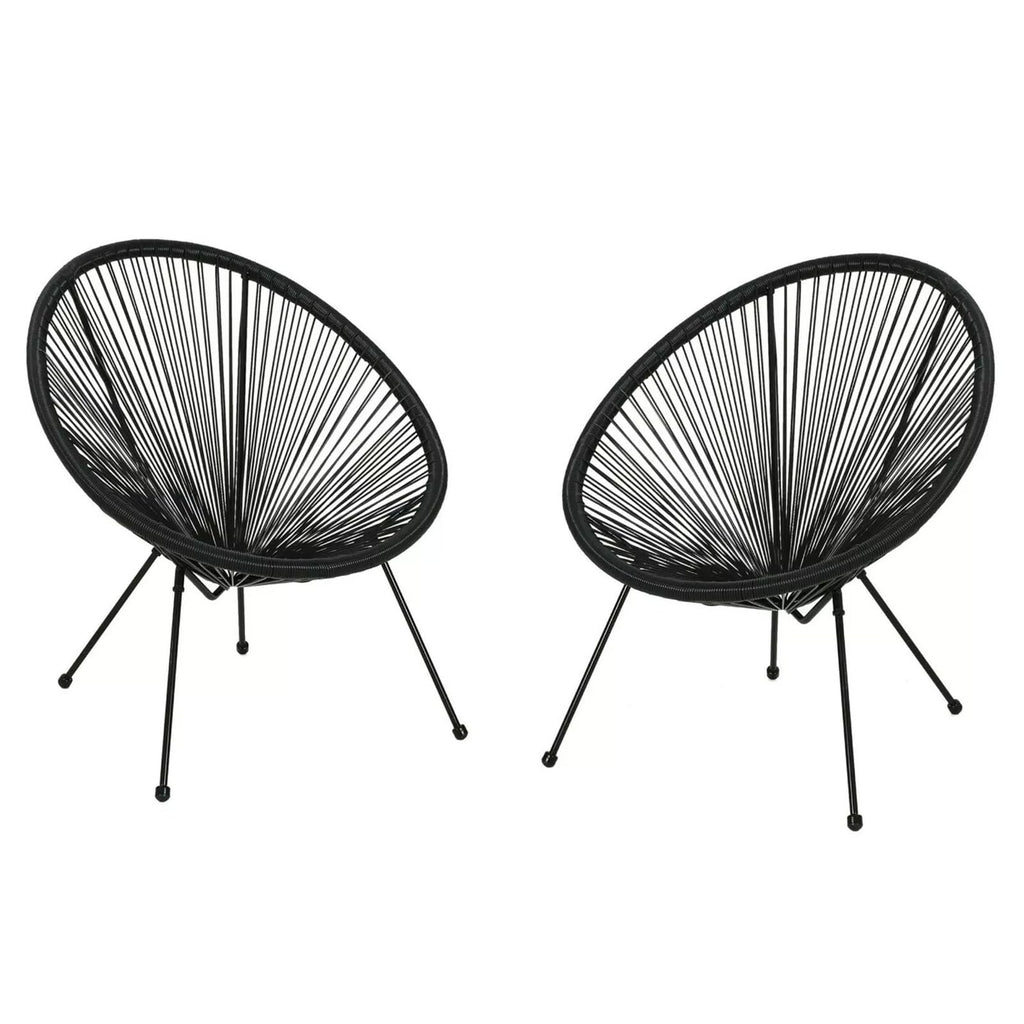 Acapulco Chair of 2, Outdoor Egg Chair with Woven Rattan Steel Frame for Backyard Poolside Balcony Indoor Dining Room (Blue)