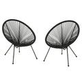 Acapulco Chair of 2, Outdoor Egg Chair with Woven Rattan Steel Frame for Backyard Poolside Balcony Indoor Dining Room (Blue)