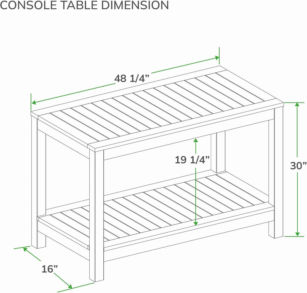 Cambridge Casual Logan Solid Teak Wood Outdoor Console Table – Narrow Garden Table with Bottom Shelf for Patio, Deck, or Poolside – Premium Weather-Resistant