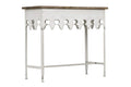 Creative Co-Op Metal Scalloped Edge Table with Zinc Finish and Wood Top