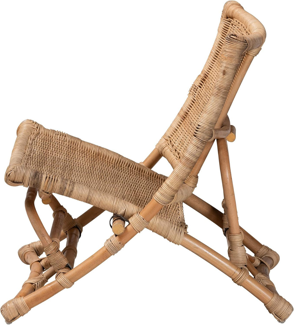 Bali & pari Herrara Modern Bohemian Natural Woven Rattan Foldable Lounge Chair