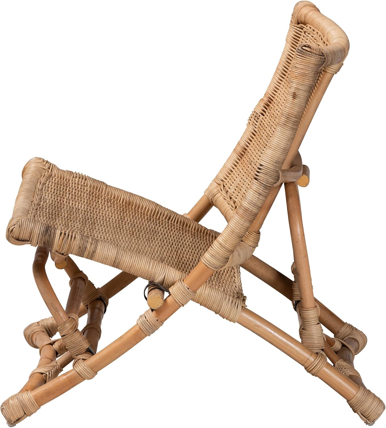 Bali & pari Herrara Modern Bohemian Natural Woven Rattan Foldable Lounge Chair
