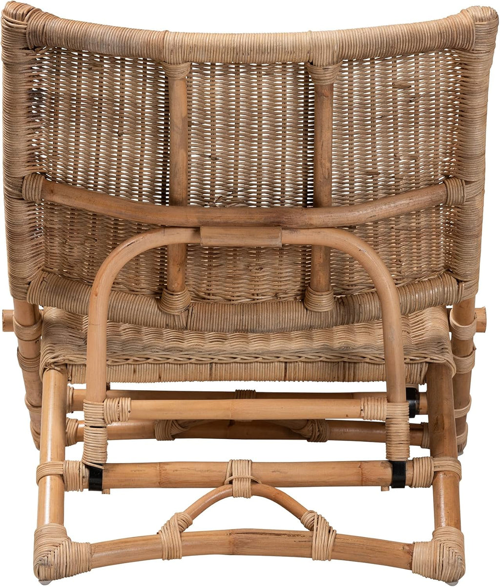 Bali & pari Herrara Modern Bohemian Natural Woven Rattan Foldable Lounge Chair