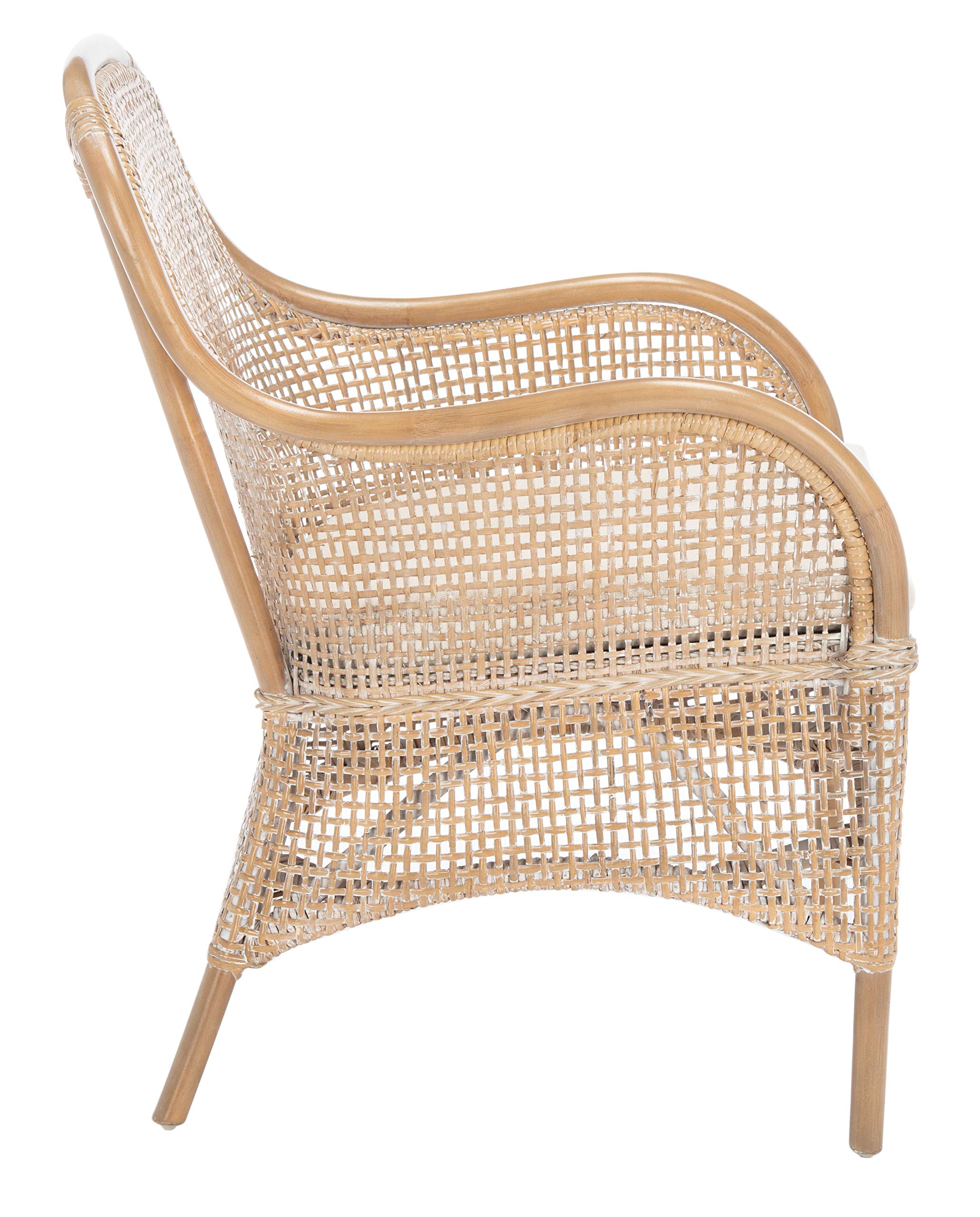 Safavieh Home Collection Charlie Cushioned Accent Chair, Dark Natural/White