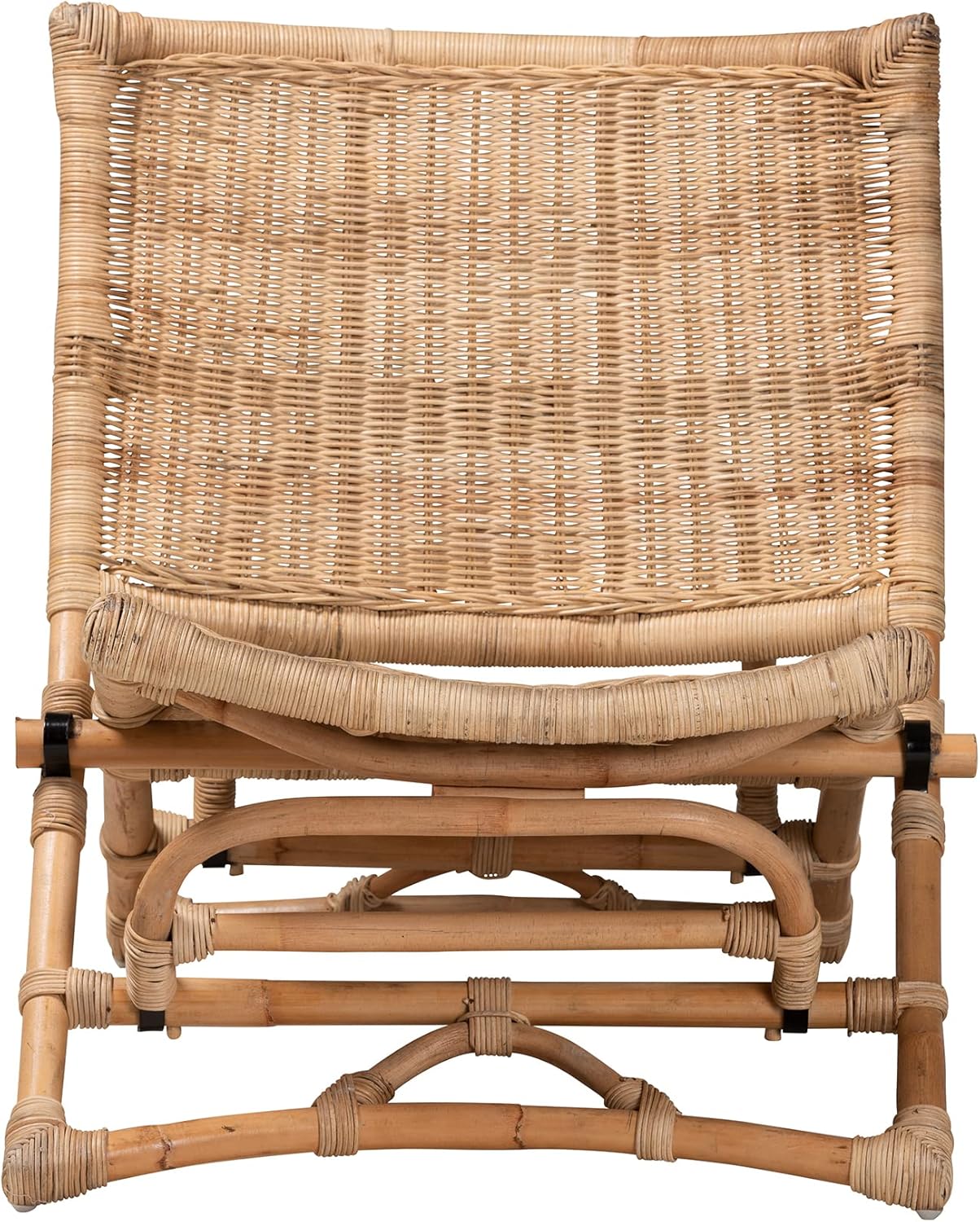 Bali & pari Herrara Modern Bohemian Natural Woven Rattan Foldable Lounge Chair