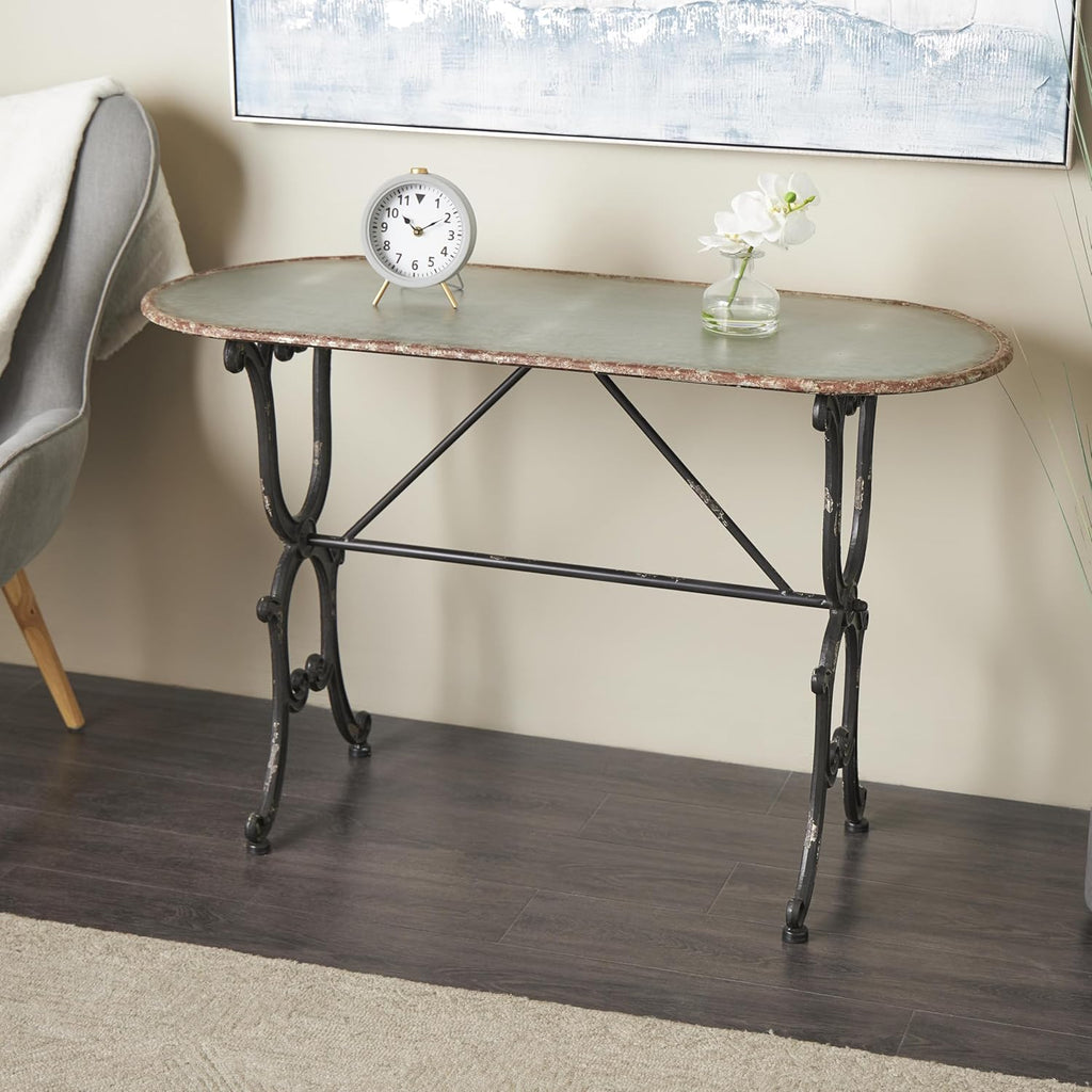 Deco 79 Metal Console Table 45"W, 29"H, gray/black, (84255)