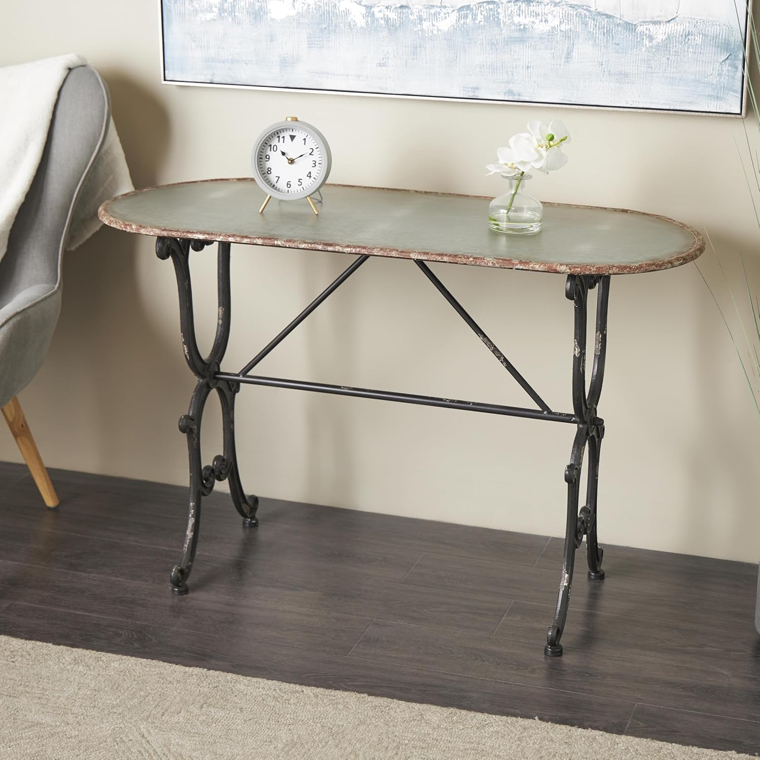 Deco 79 Metal Console Table 45"W, 29"H, gray/black, (84255)