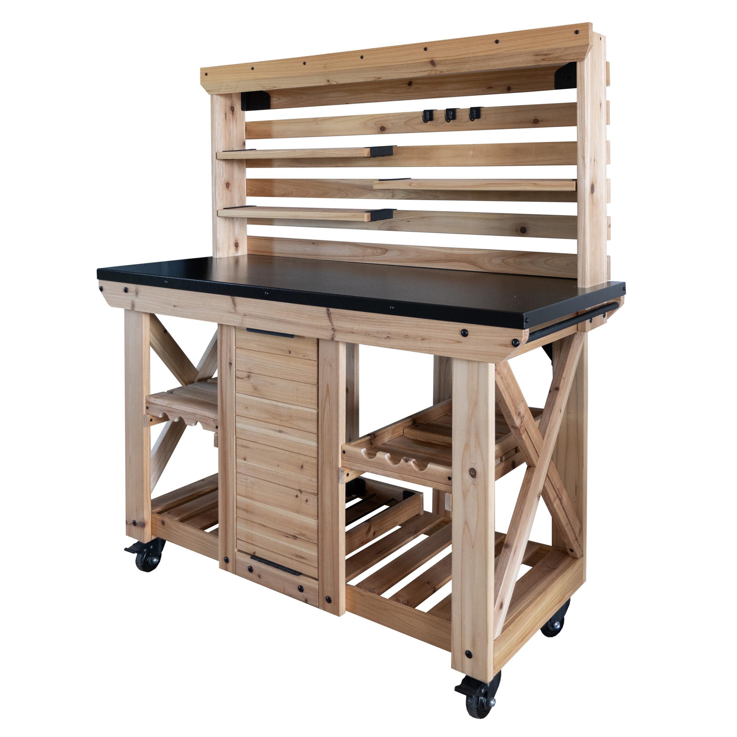 Backyard Discovery 48" Acacia Wood Farmhouse Narrow Console Table with Lower Slat Storage Shelf, Water-Resistant Design for Patio, Deck, Entryway, Living Room, Sofa Table, Indoor or Outdoor Use
