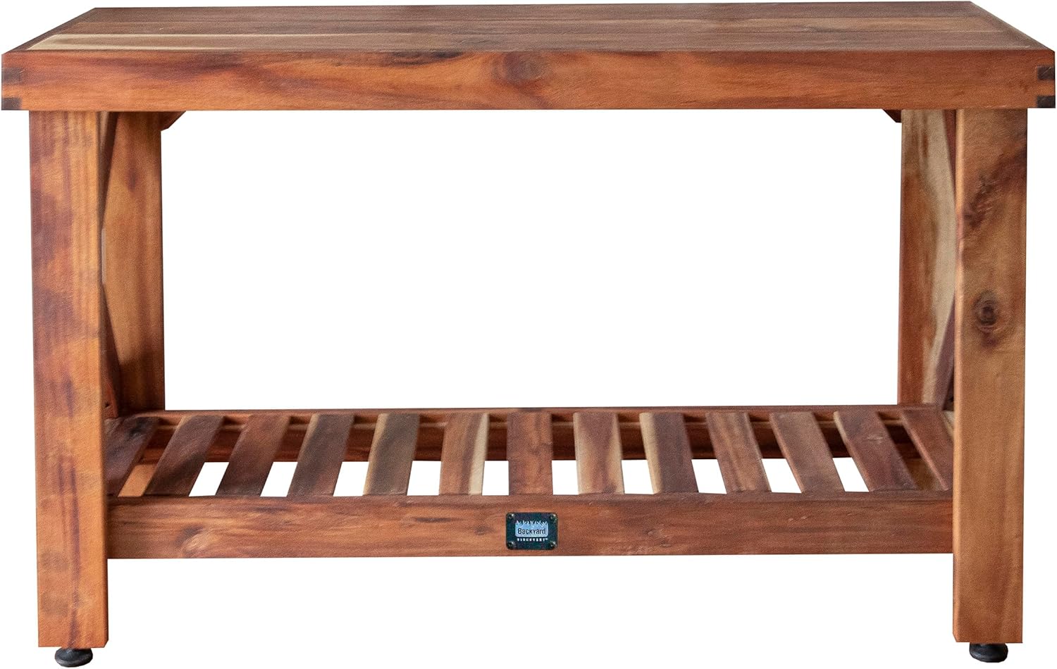 Backyard Discovery 48" Acacia Wood Farmhouse Narrow Console Table with Lower Slat Storage Shelf, Water-Resistant Design for Patio, Deck, Entryway, Living Room, Sofa Table, Indoor or Outdoor Use