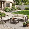 7 Pcs Luxury Aluminum Outdoor Corner Sofa Set with Coffee Table