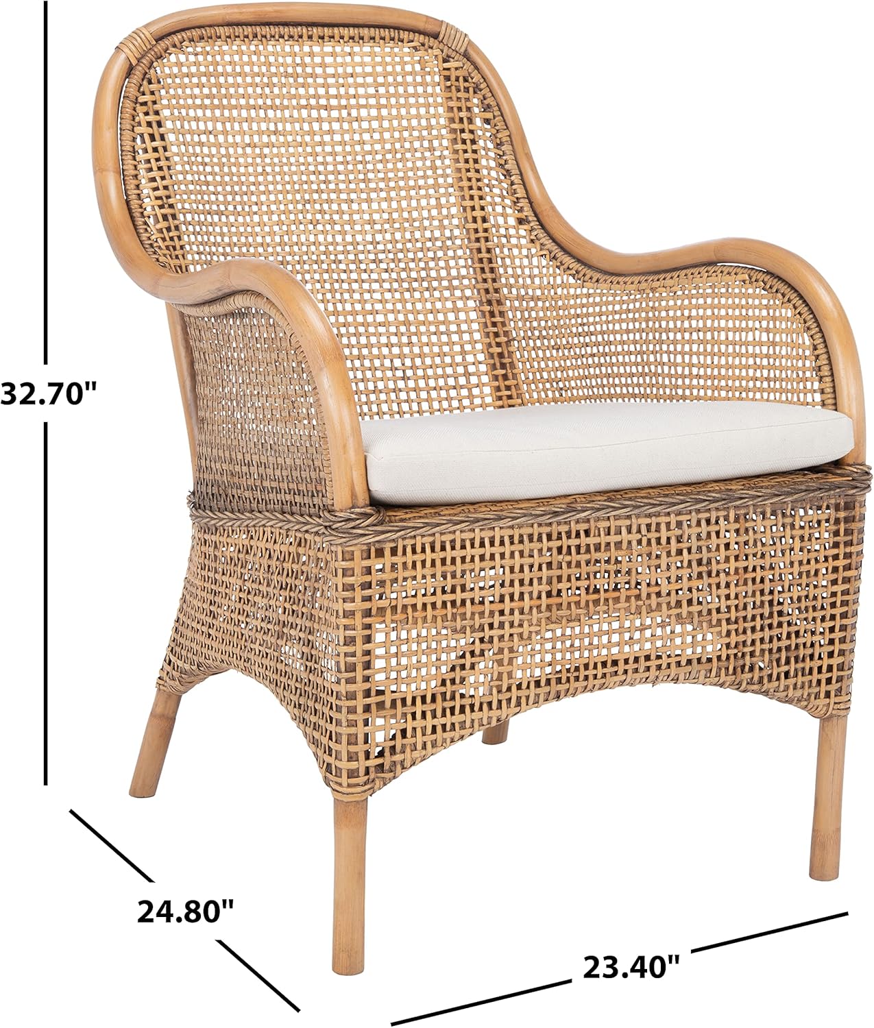 Safavieh Home Collection Charlie Cushioned Accent Chair, Dark Natural/White