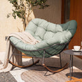 Grand patio Outdoor Rocking Chair, Oversized Papasan Rocking Chair with Thick Cushion, Indoor Outdoor Cozy Rocker for Balcony, Living Room, Patio, Gray
