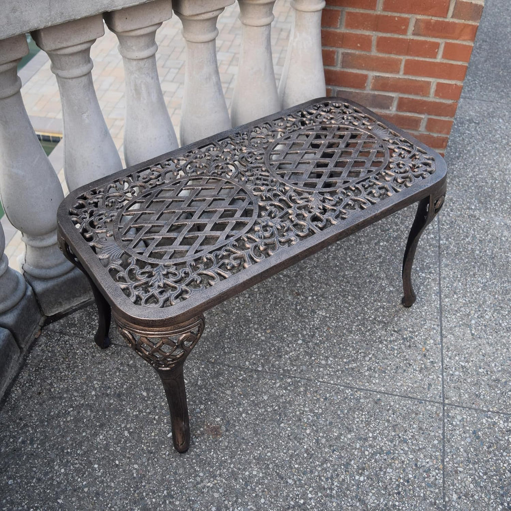 Oakland Living Mississippi Cast Aluminum Cocktail Table, 35-Inch by 18-Inch, Antique Bronze
