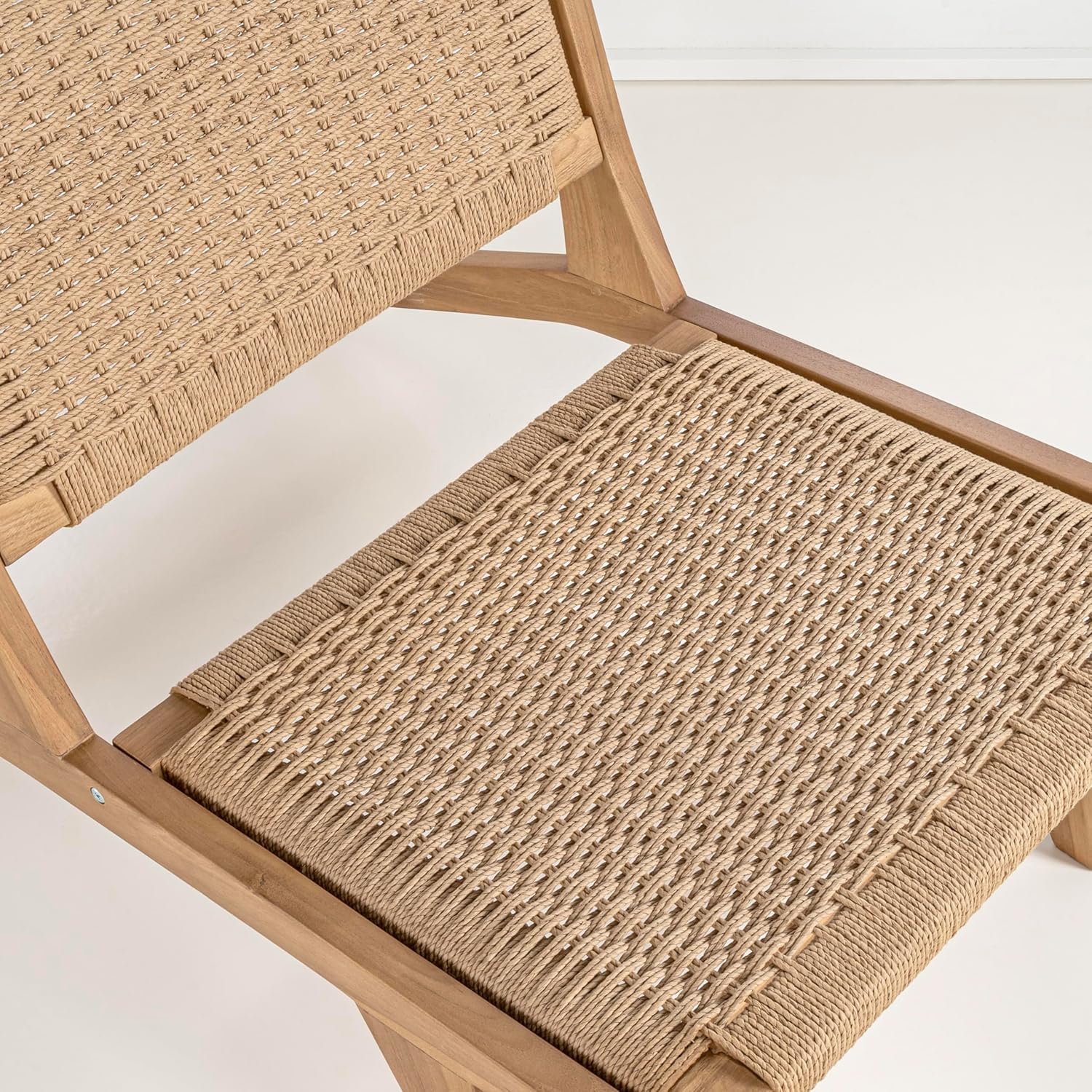 Eyely XLR1000A Nirelle Mid-Century Modern Woven Seagrass Wood Armless Lounge Chair, Natural