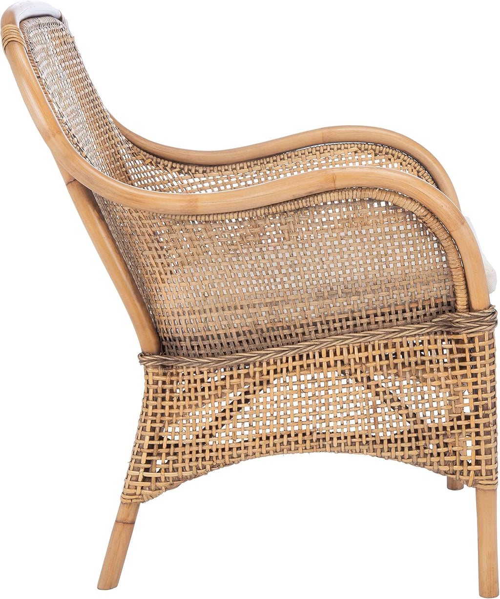 Safavieh Home Collection Charlie Cushioned Accent Chair, Dark Natural/White