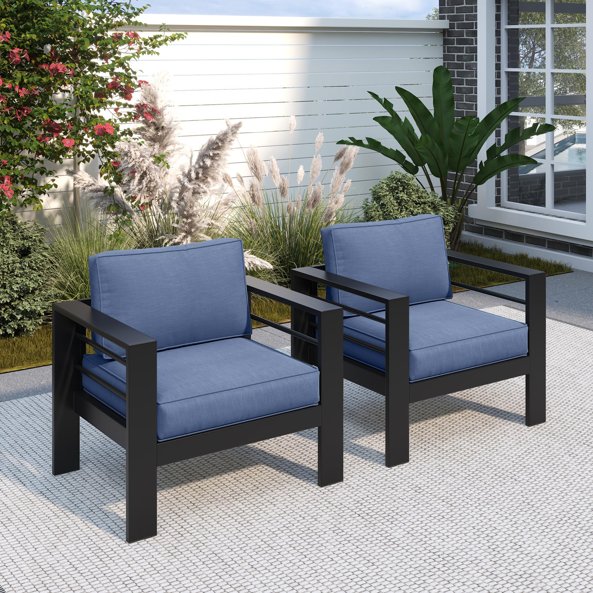 Solaste Outdoor Loveseat Aluminum Patio Furniture Sofa, All-Weather Metal Outdoor Couch with Cushions,Light Grey